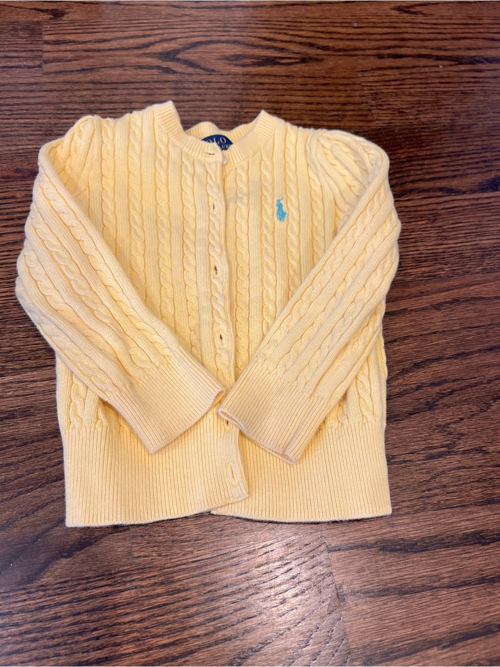 Polo by Ralph Lauren Girls' Yellow Cable-Knit Cardigan, 2T